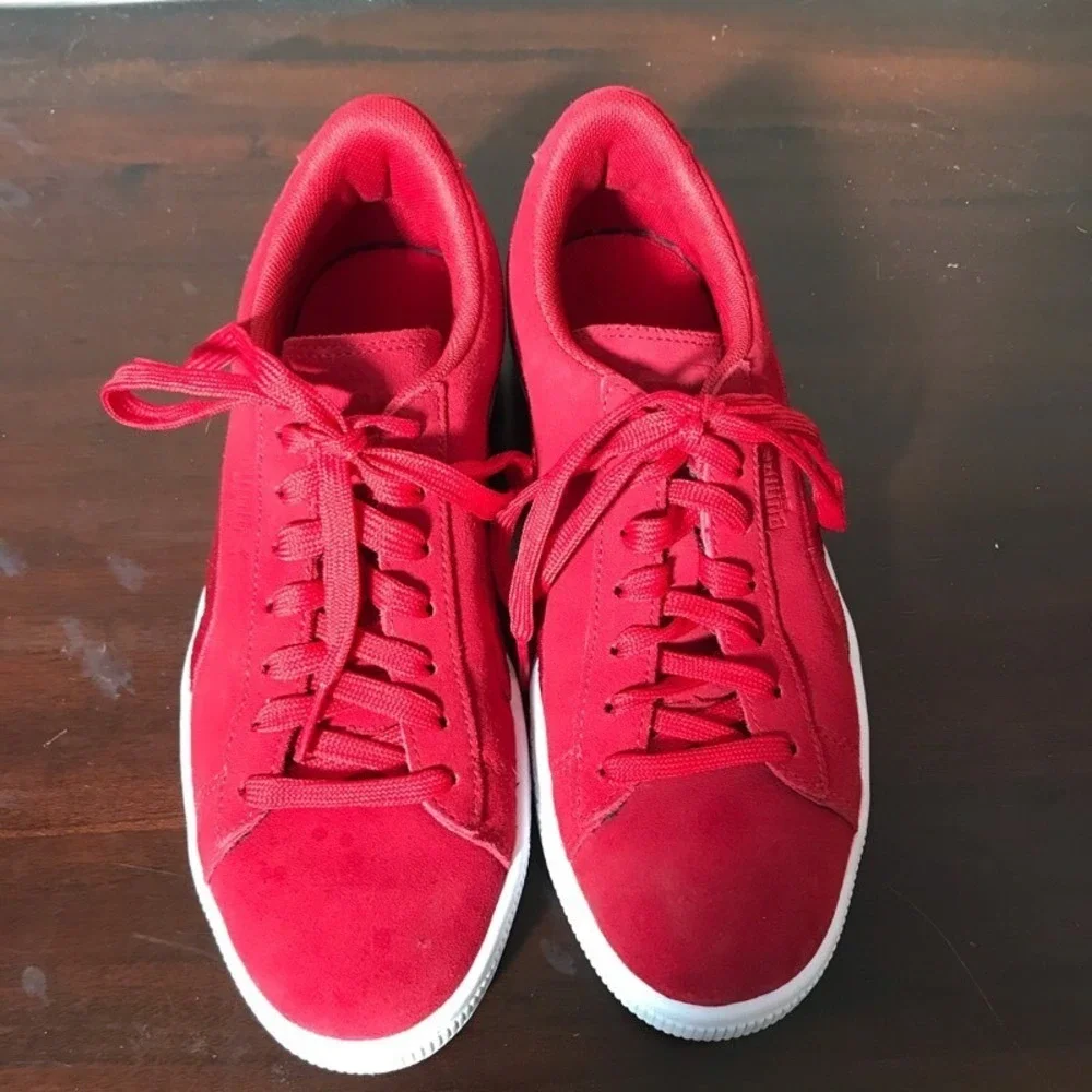 Puma Unisex Kids Suede Classic Badge Sneakers Red 362951-03 Lace Up Low Top 6 C